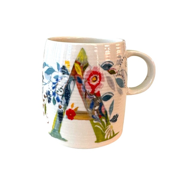 Anthropologie Starla M Halfmann Monogram Letter A Petal Palette Coffee Tea Mug - Picture 9 of 9